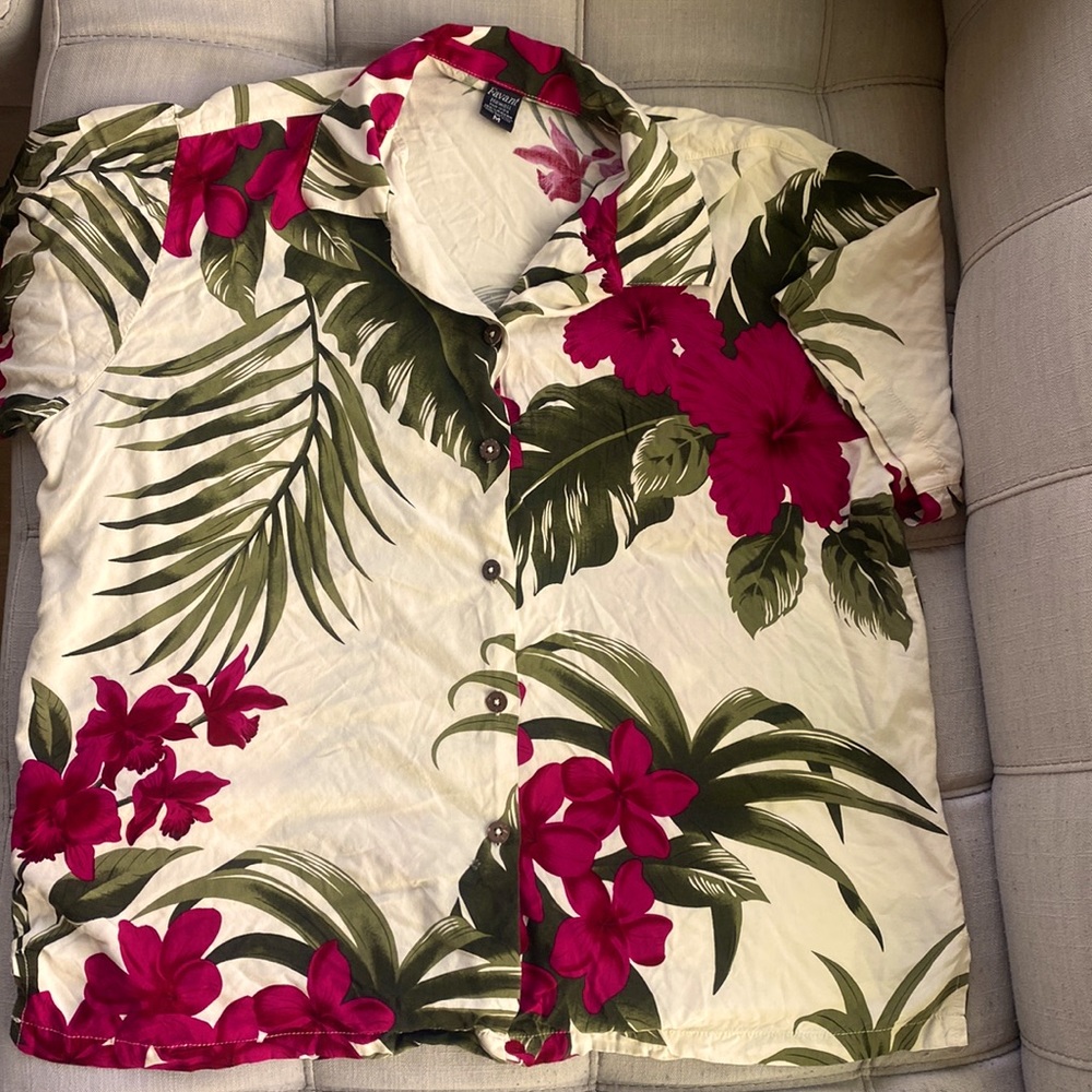 Hibiscus and plumeria Hawaiian shirt
